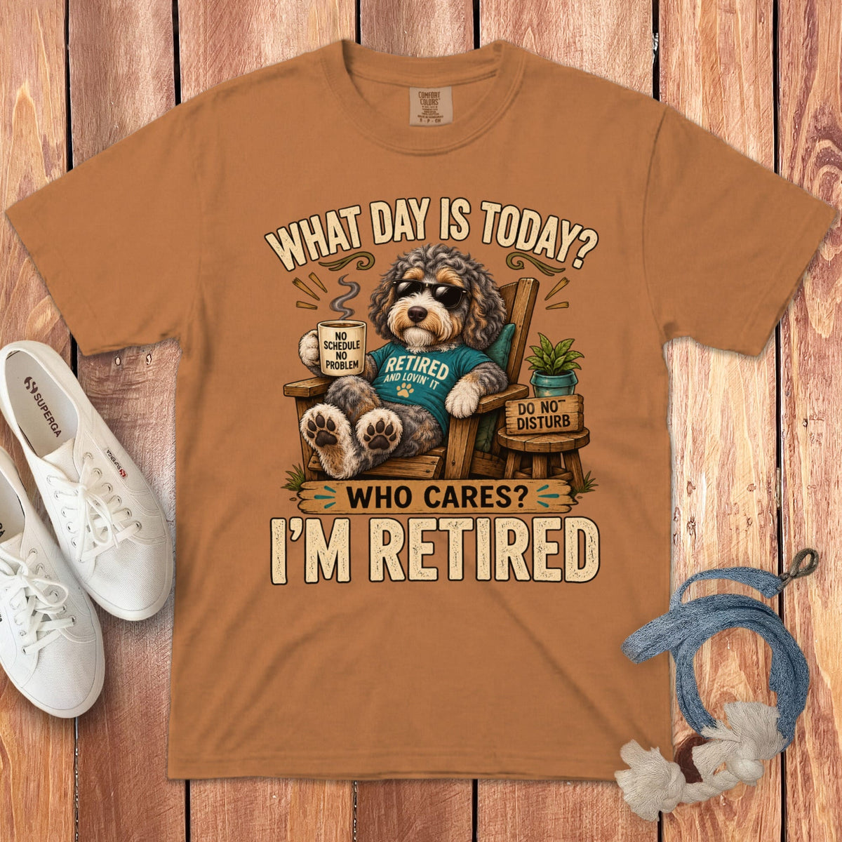 I'm Retired Aussiedoodle Signature T-Shirt in Yam / S by Puppy Jo