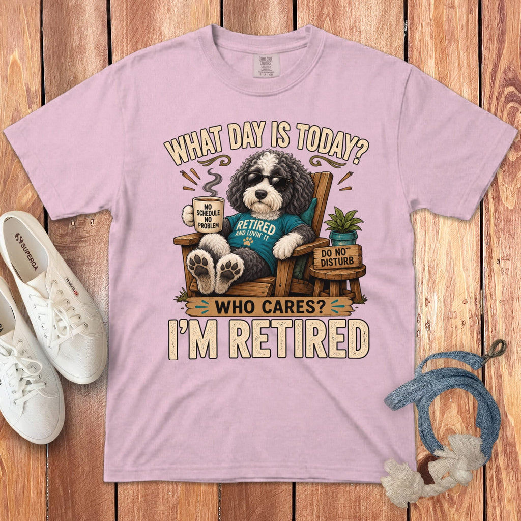 I'm Retired Sheepadoodle Signature T-Shirt in Blossom / S by Puppy Jo