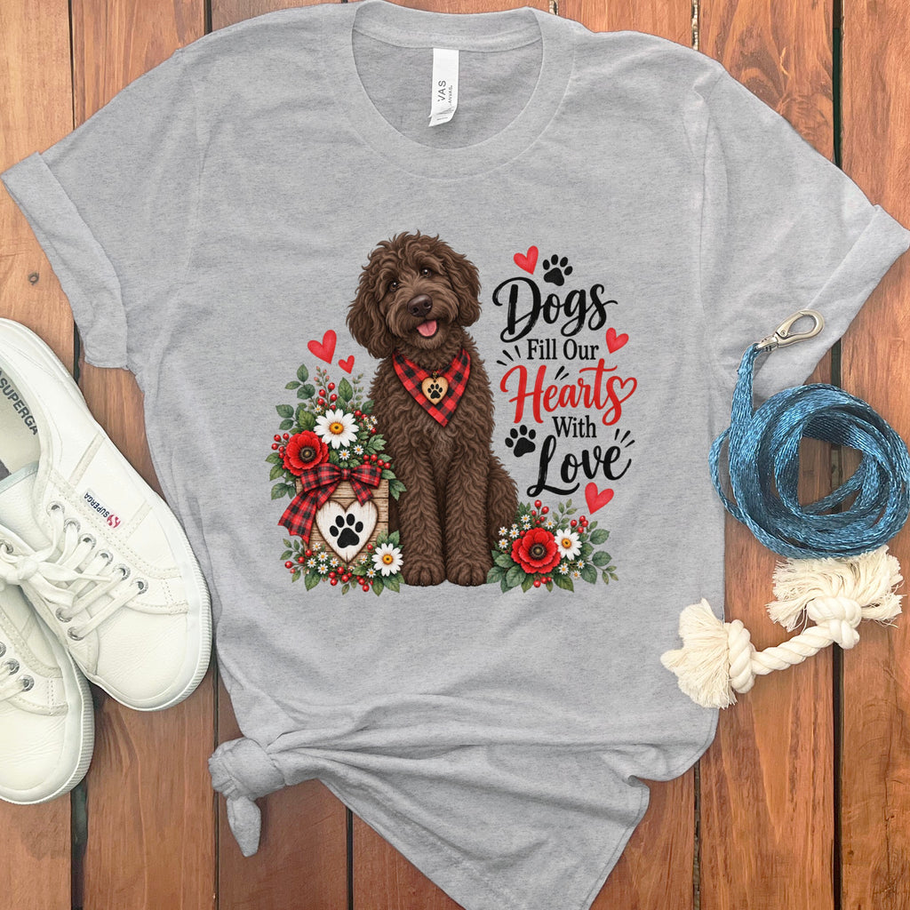 Chocolate Goldendoodle Hearts Love T-Shirt