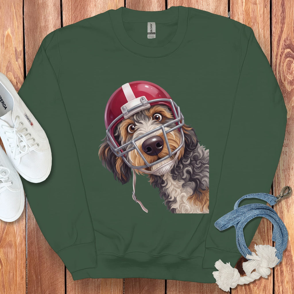 Aussiedoodle Football Helmet Sweatshirt in Forest Green / S by Puppy Jo