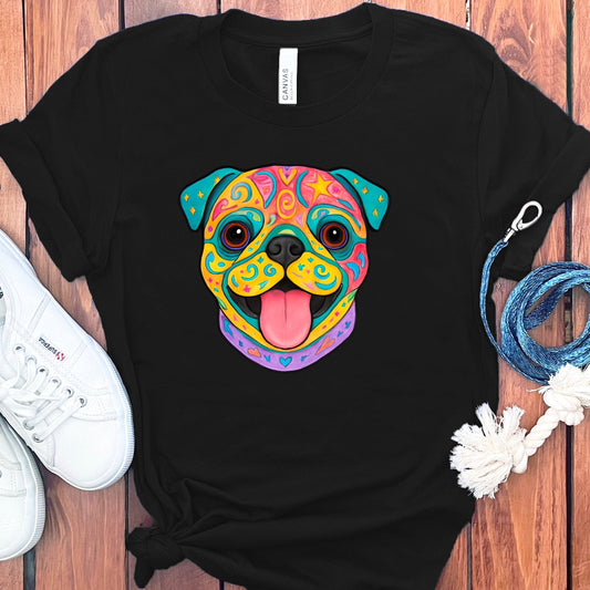 Colorful Dog Face Graphic Tee Cute T-Shirt product type