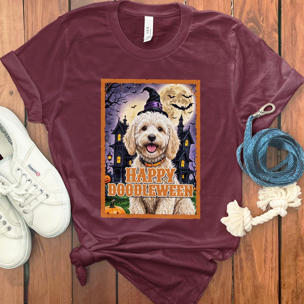 Maltipoo Happy Doodleween T-Shirt in Maroon / S by Puppy Jo