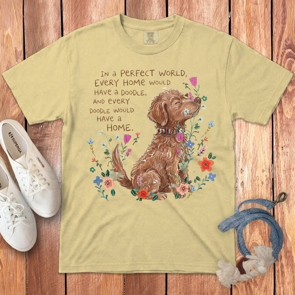 Perfect World Chocolate Goldendoodle Signature T-Shirt in Butter / S by Puppy Jo