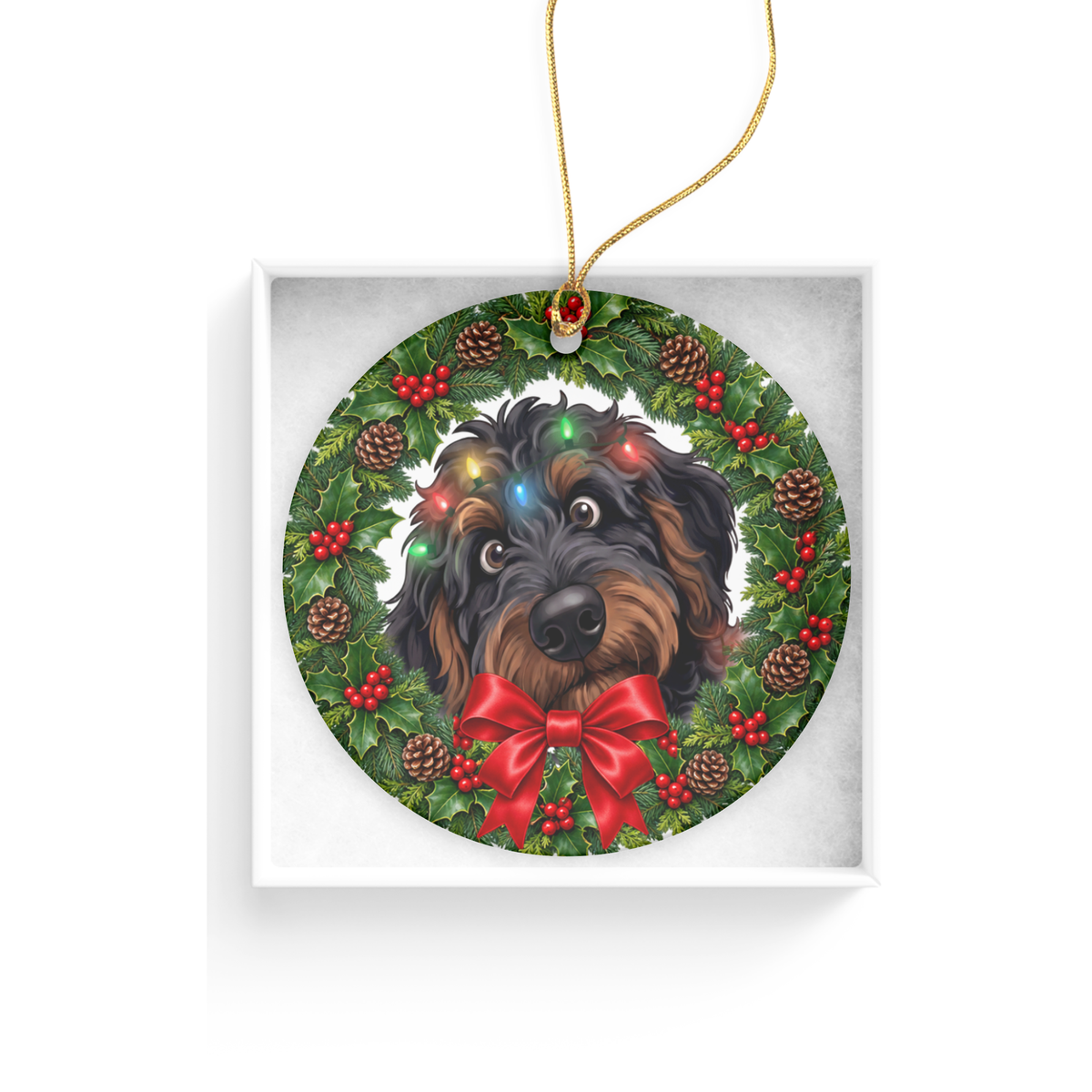 Peeking Phantom Goldendoodle Holiday Ornament