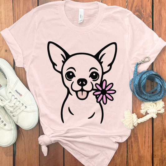 Cute Chihuahua with Pink Flower T-Shirt product
