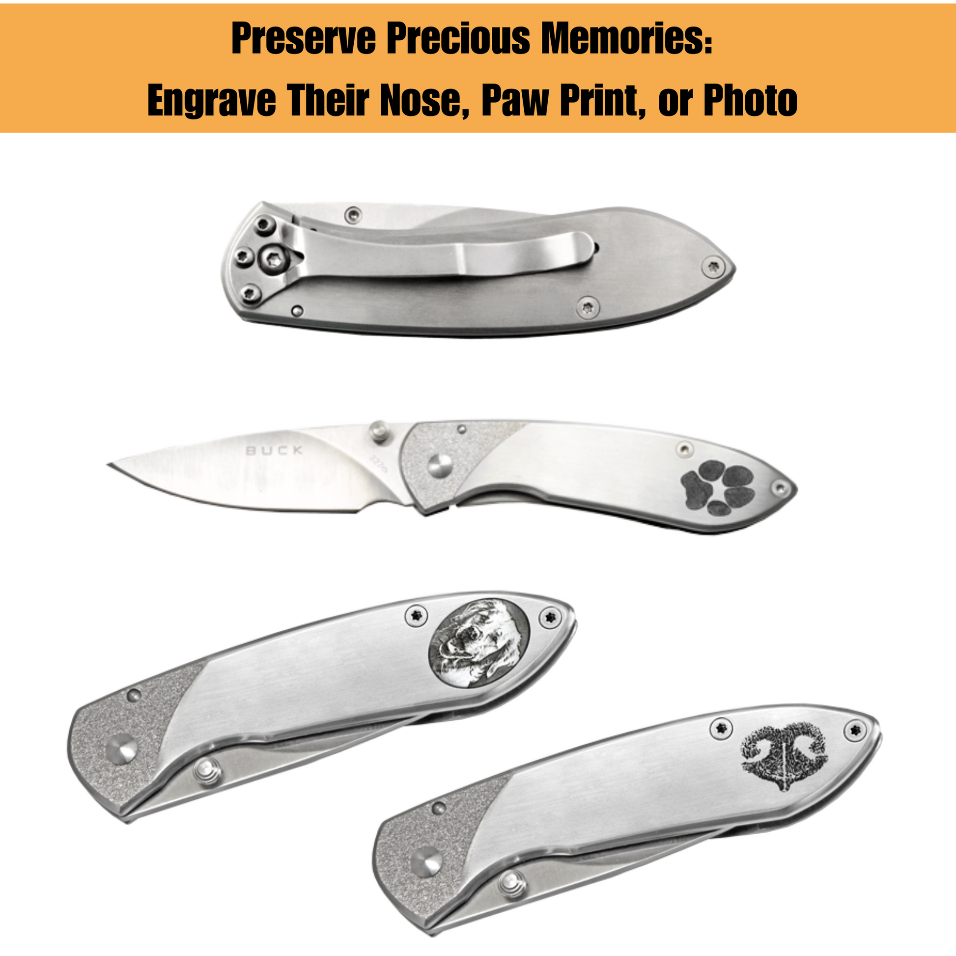 Buck® Folding Pet Personalized Engraved Knife - PuppyJo