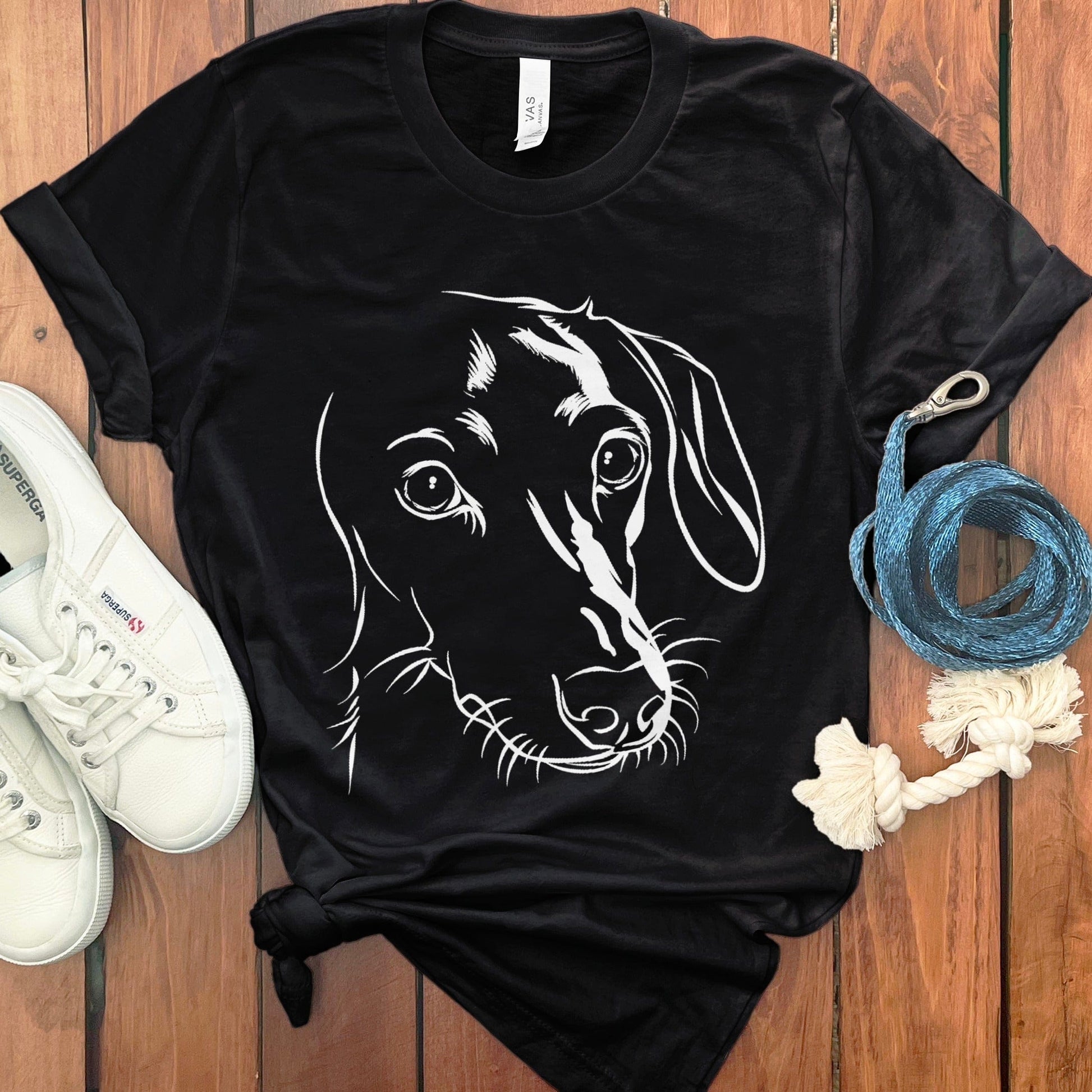 Cute Dachshund Print Black T-shirt product