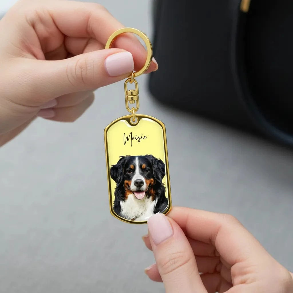 CUSTOM DOG TAG PHOTO KEYCHAIN