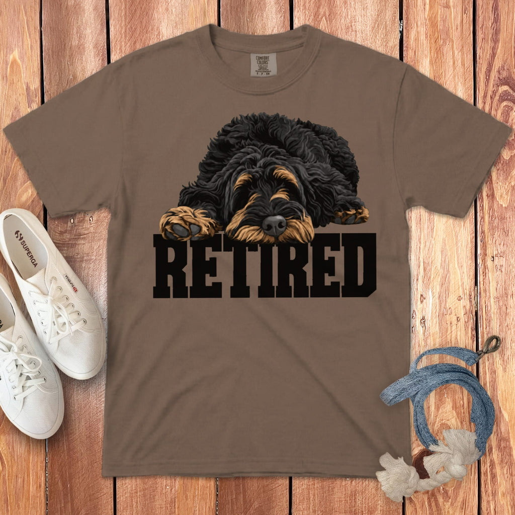 Retired Sleeping Phantom Goldendoodle Signature T-Shirt in Espresso / S by Puppy Jo