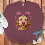 Cute Dog with Heart Boppers Pink Hearts Sweatshirt