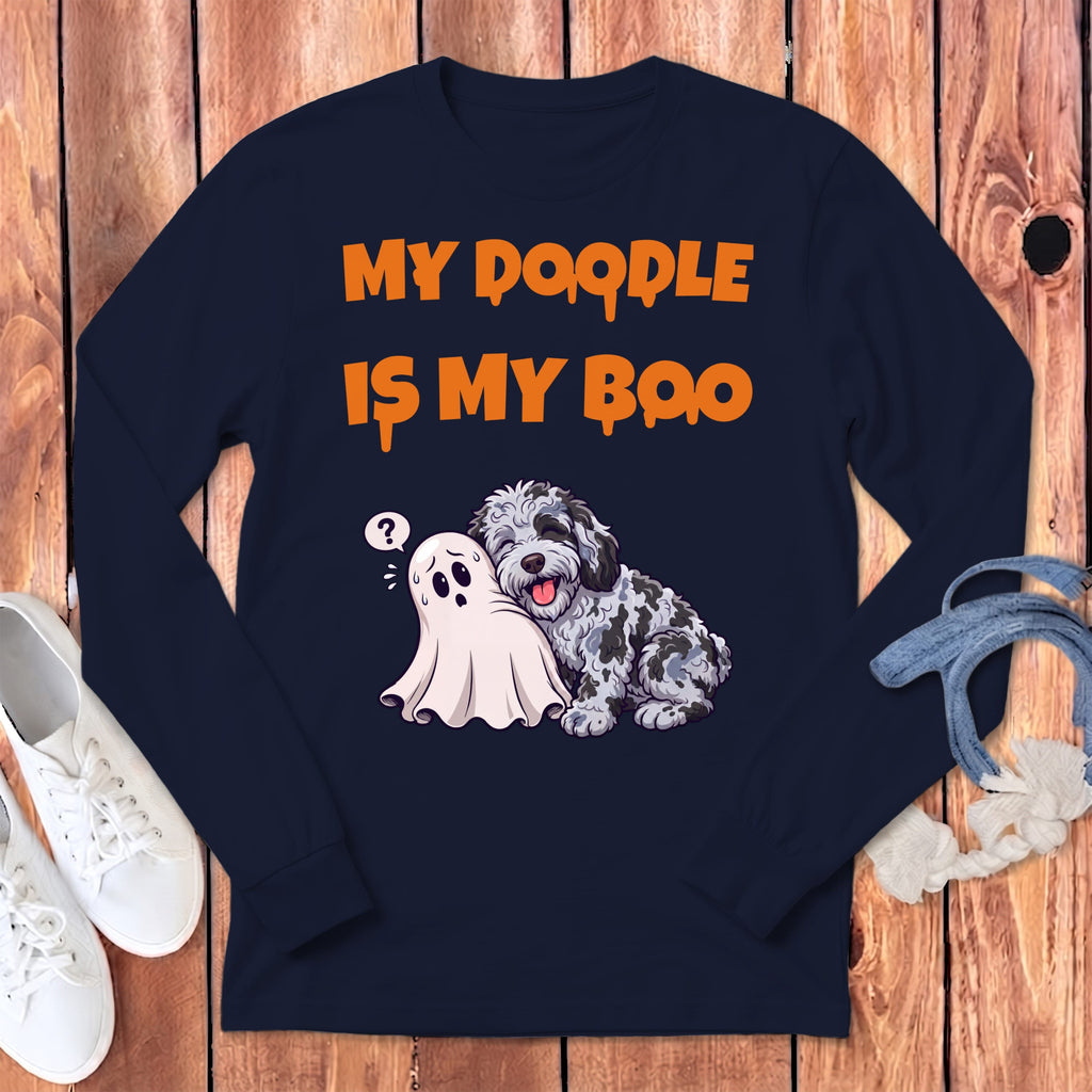Merle Goldendoodle My Boo Long Sleeve T-Shirt in Navy / S by Puppy Jo