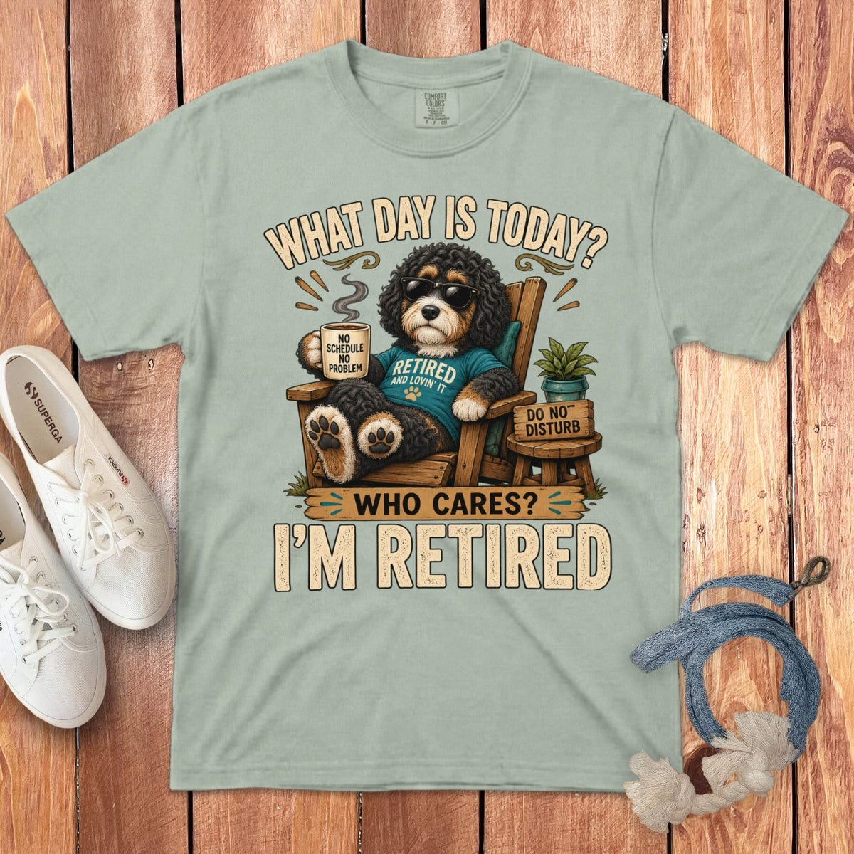 I'm Retired Bernedoodle Signature T-Shirt in Bay / S by Puppy Jo