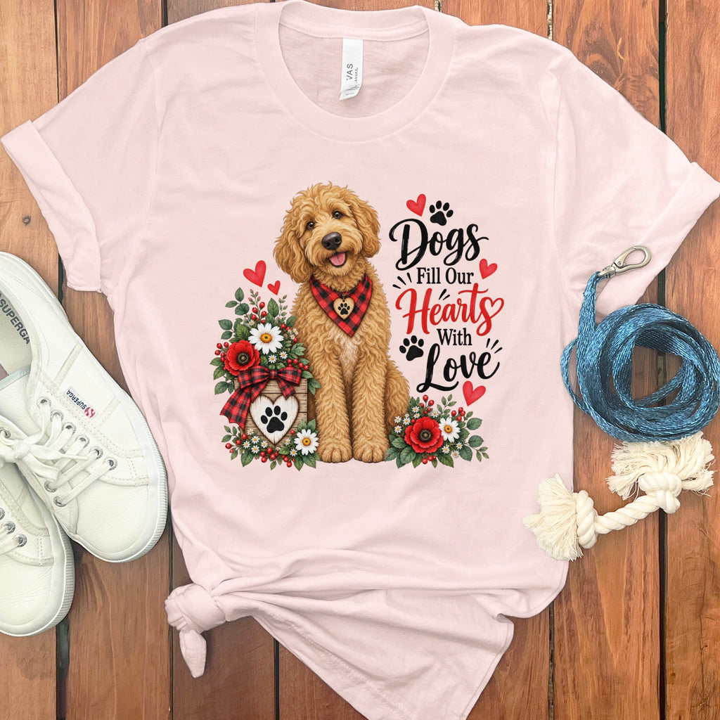 Golden Goldendoodle Hearts Love T-Shirt
