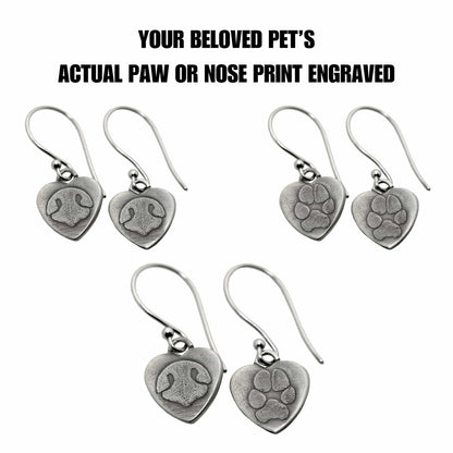 STERLING SILVER HEART PRINT EARRINGS
