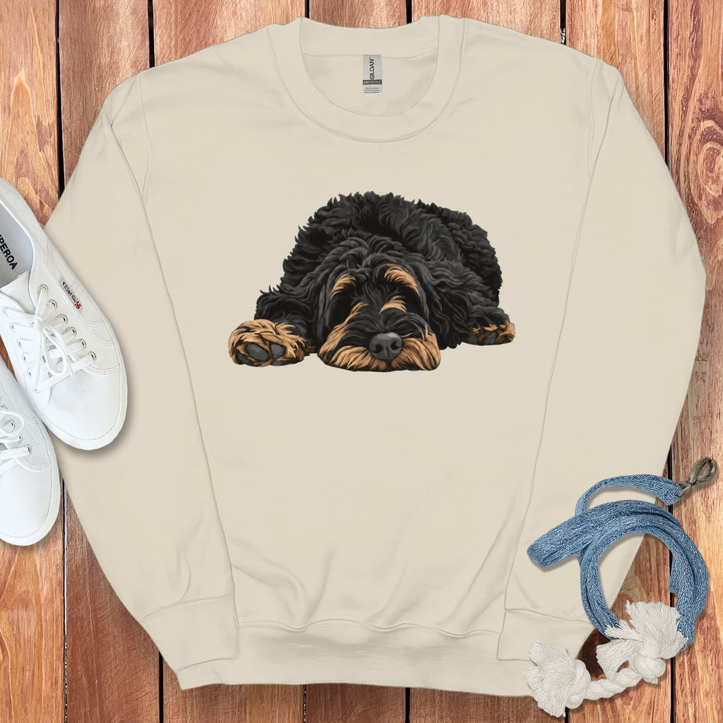 Phantom Goldendoodle Snoozing Sweatshirt in Sand / S by Puppy Jo