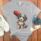 Cute Puppy Holding Heart Balloon Graphic T-Shirt