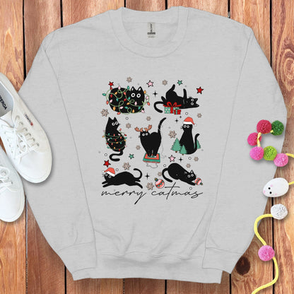 Merry Catmas Sweatshirt for Cat Lovers