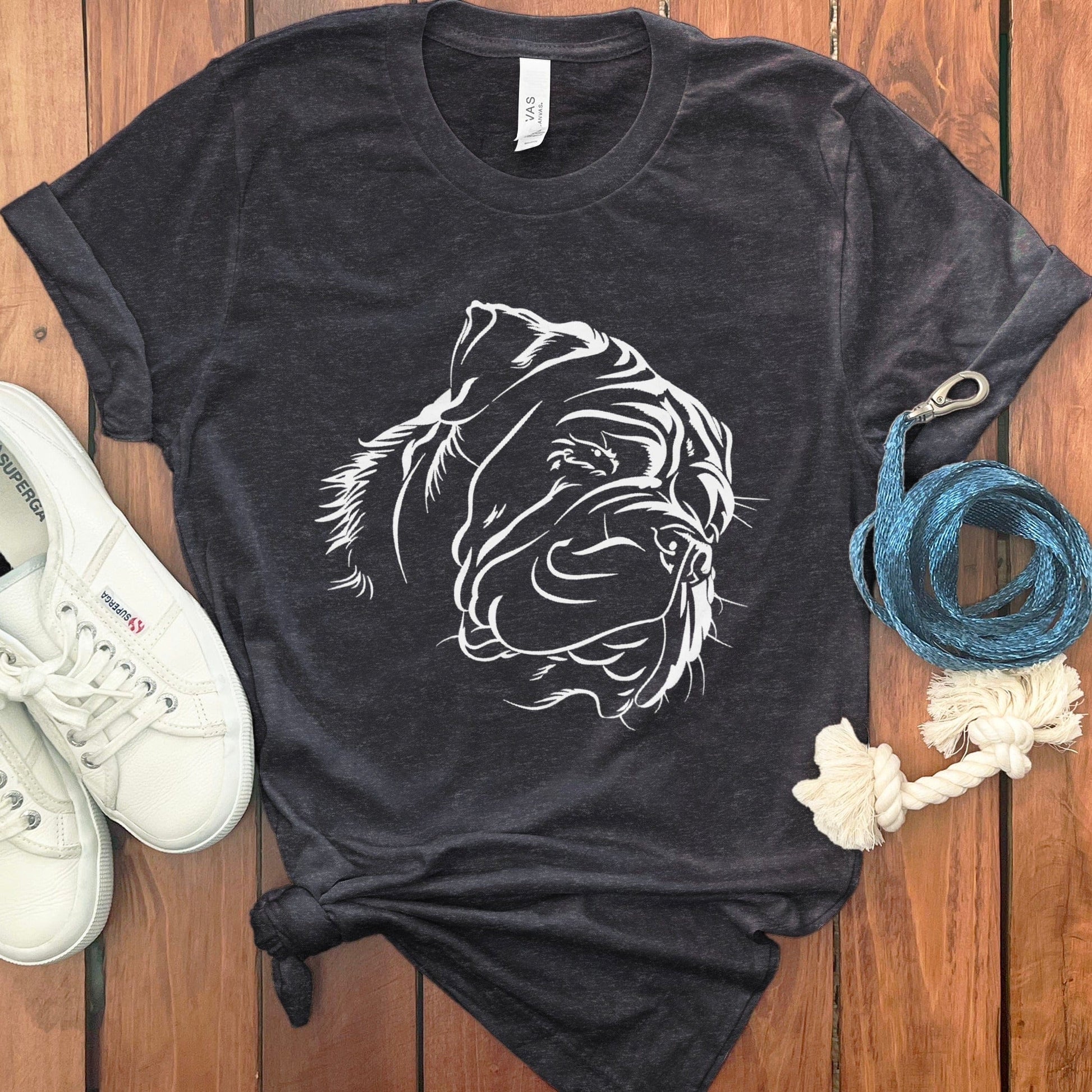 Graphic Bulldog Print on Dark T-Shirt Dog Lovers product type