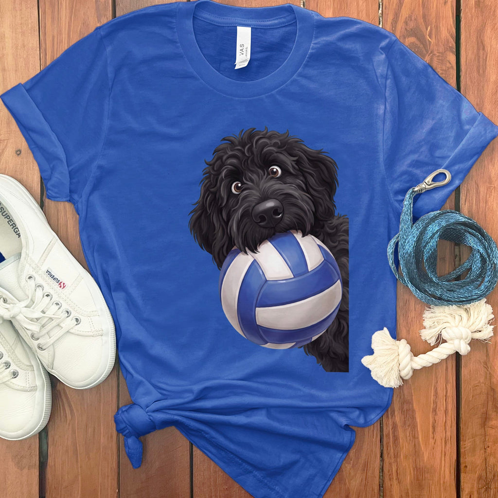 Black Goldendoodle Volleyball T-Shirt in True Royal / S by Puppy Jo
