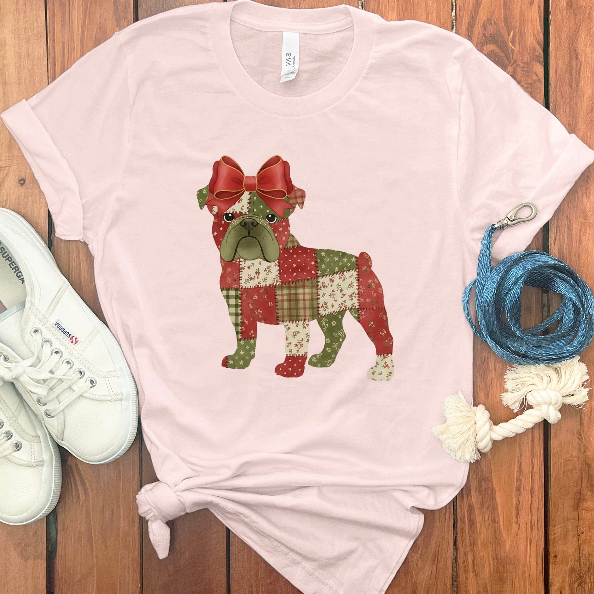 Adorable Bulldog Patchwork Design T-shirt product type