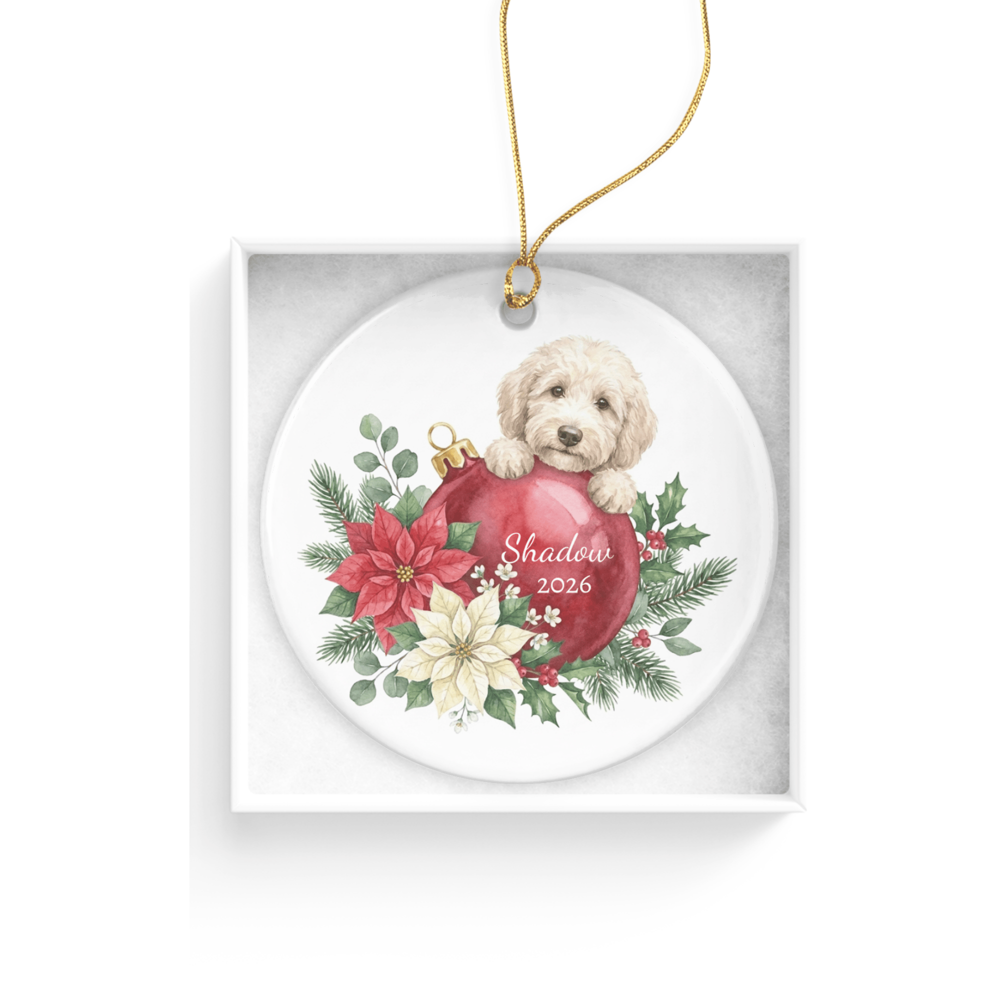 First Christmas Cream Goldendoodle Ornament in by AnywherePOD