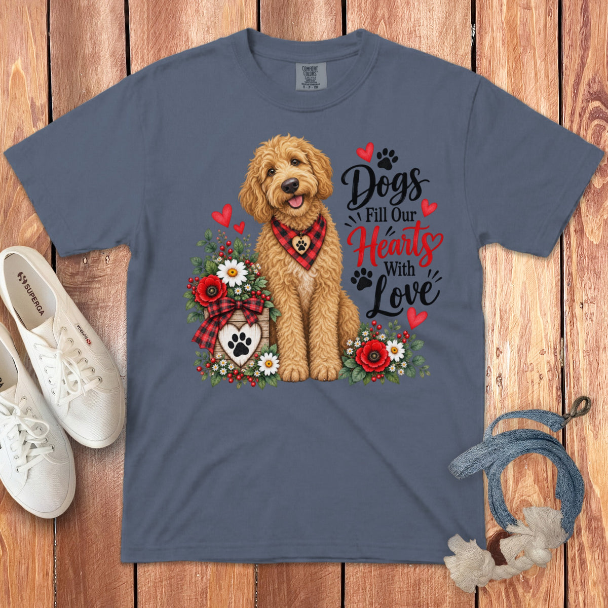 Golden Goldendoodle Hearts Love Signature T-Shirt