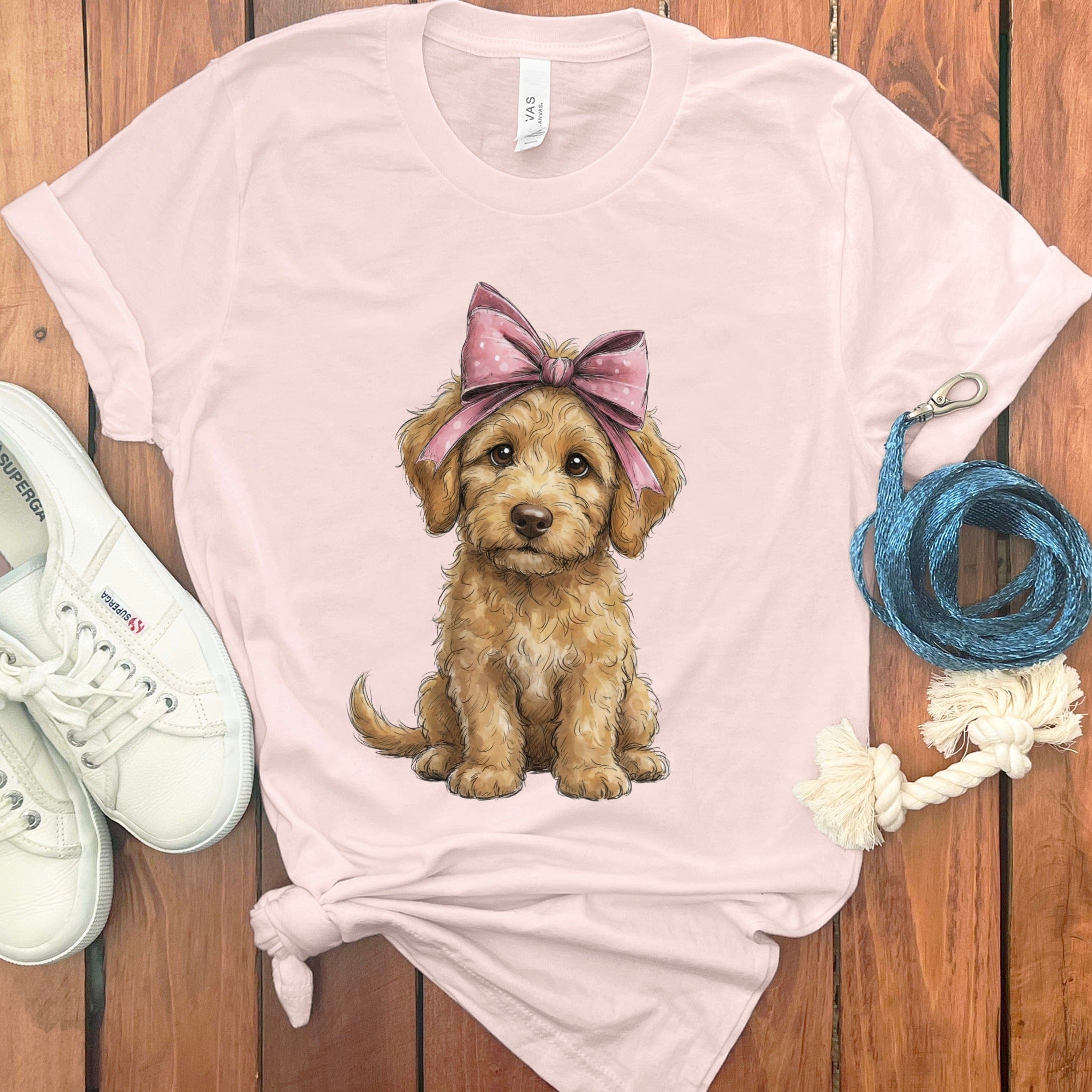 Cute Puppy with Pink Bow T-Shirt for Dog Lovers
