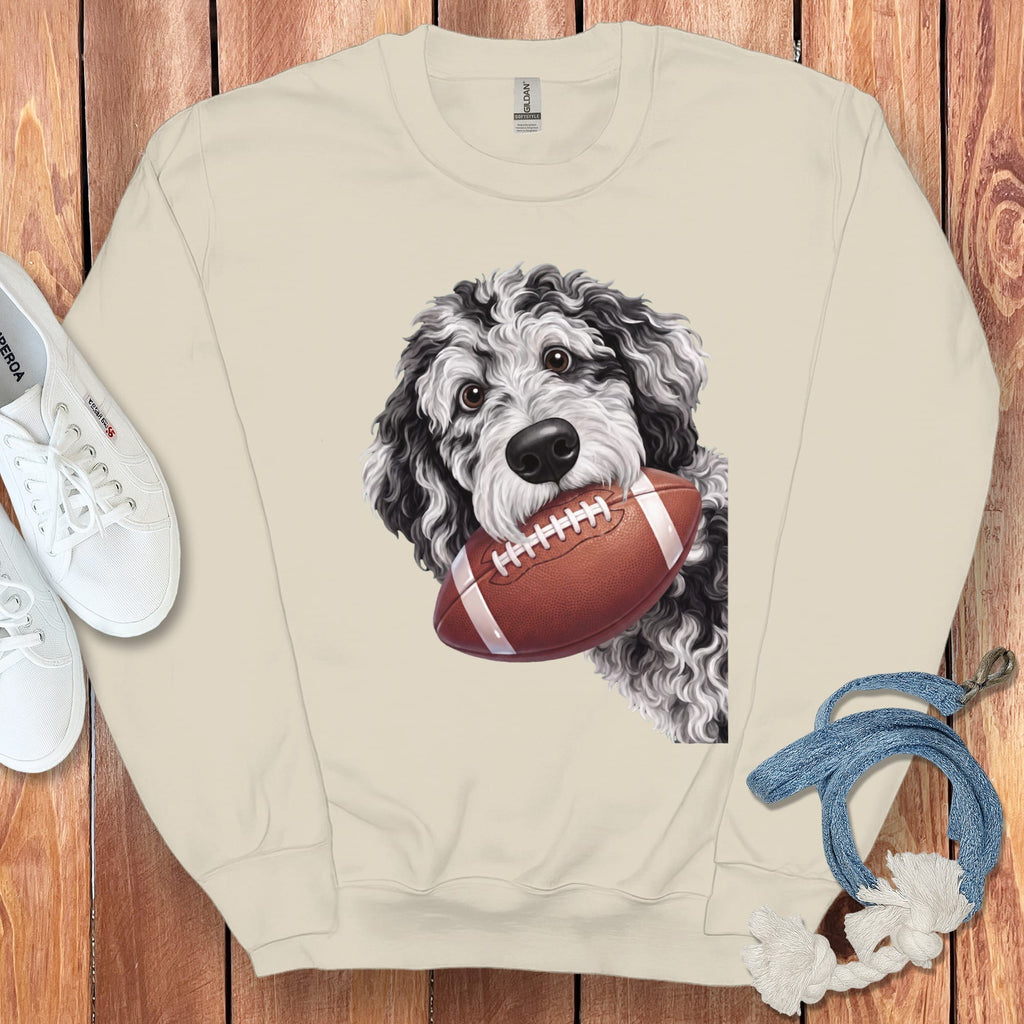 Merle Goldendoodle Football Sweatshirt in Sand / S by Puppy Jo