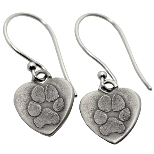 STERLING SILVER HEART PRINT EARRINGS