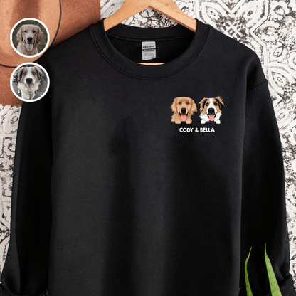 Hand-Drawn Personalized Pet Portrait Sweatshirt - Multiple Pets - PuppyJo Sweatshirt