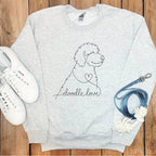 Comfortable Doodle Love Graphic on Cozy Sweatshirt