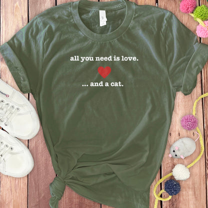 All You Need Is Love Heart and a Cat T-shirt Product