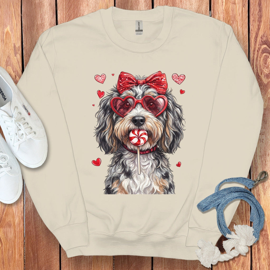 Cute Illustration of Dog with Heart Glasses Sweater