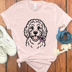Adorable Doodle Dog Cartoon With Flower T-shirt