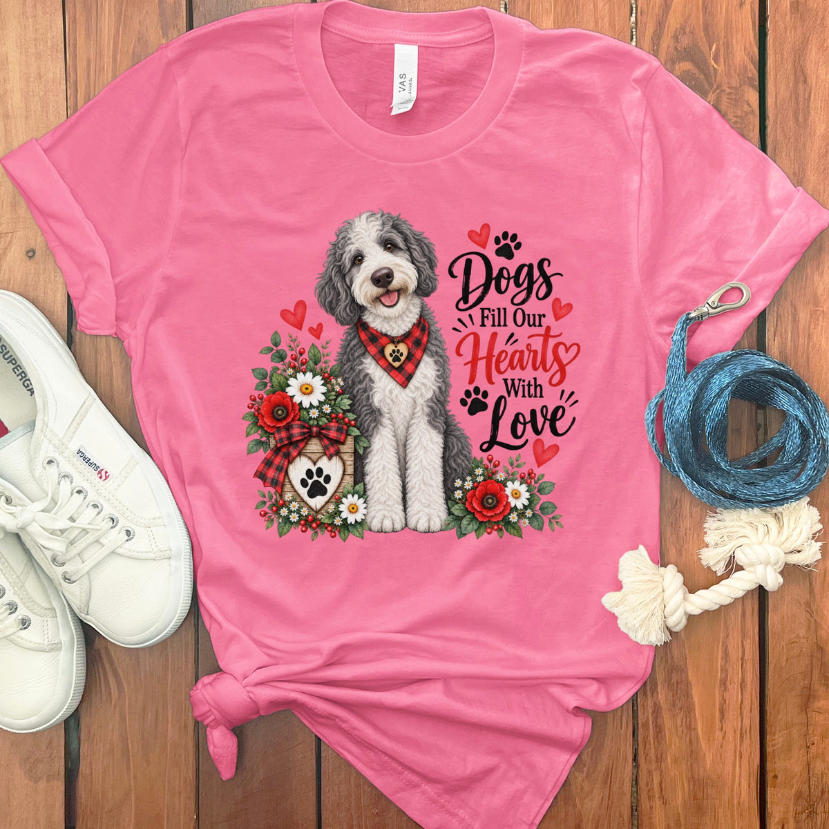 Sheepadoodle Hearts Love T-Shirt