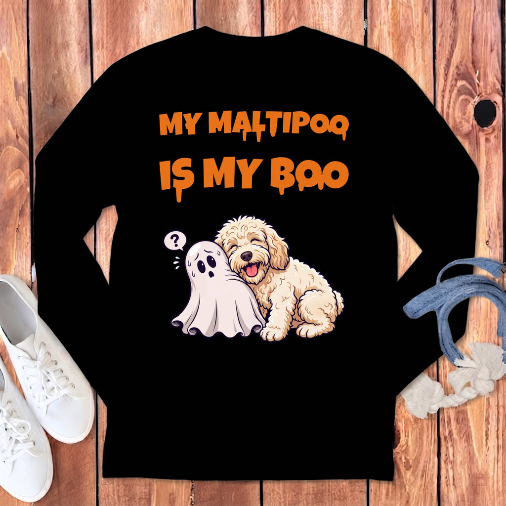 Maltipoo My Boo Long Sleeve T-Shirt in Black / S by Puppy Jo
