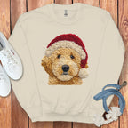 Adorable Santa Dog Embroidered Sweatshirt for Holidays
