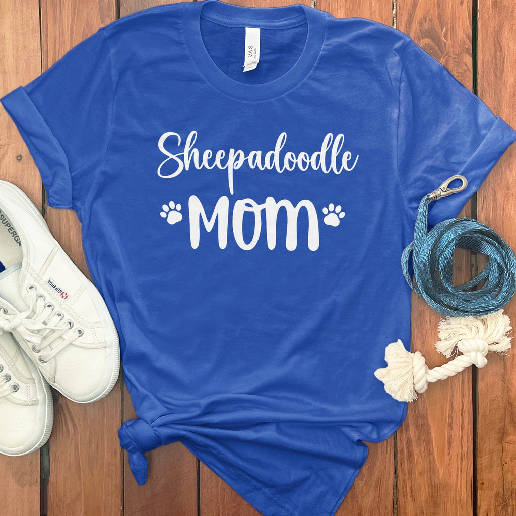 Sheepadoodle Mom Paw Print T-shirt for Dog Lovers