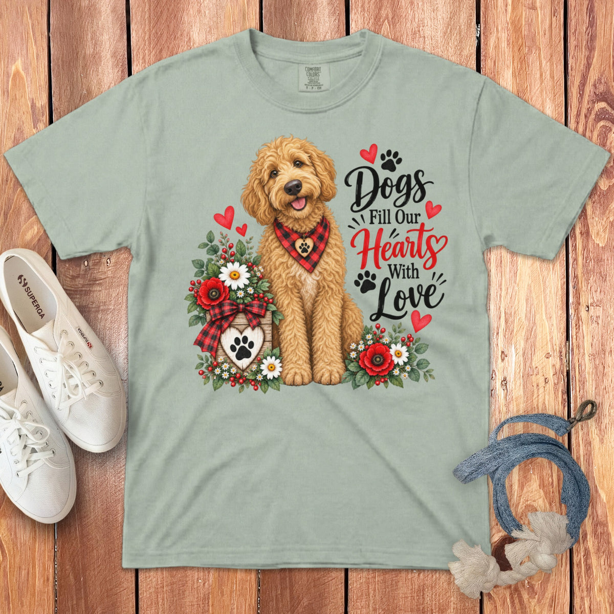 Golden Goldendoodle Hearts Love Signature T-Shirt