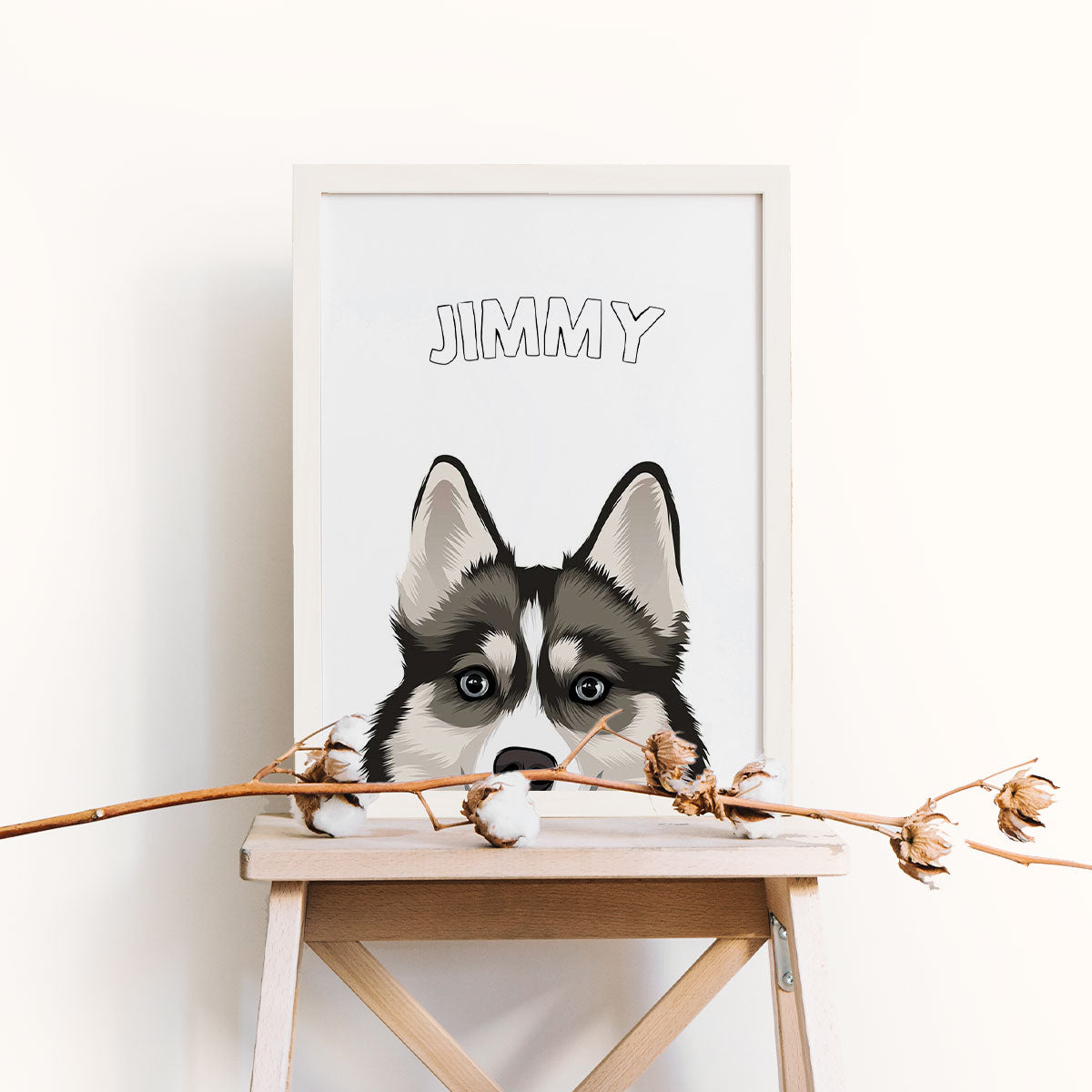 Custom Dog Peek Portrait - Pet Photo + Name - PuppyJo Artwork
