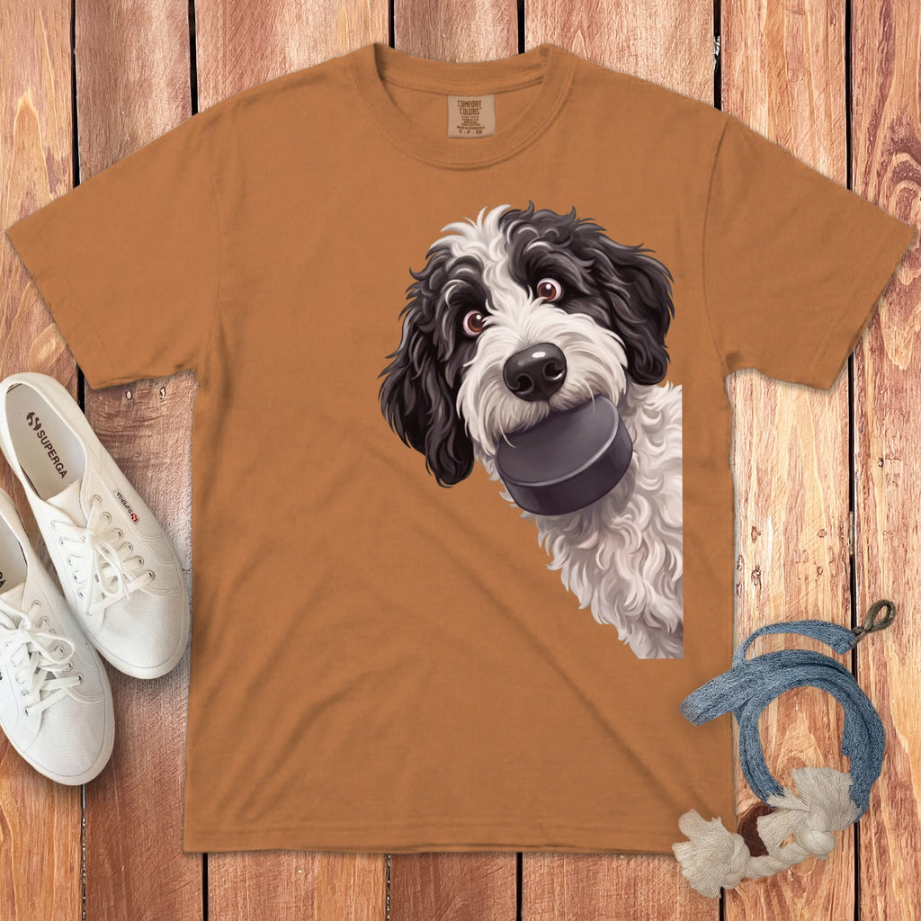 Sheepadoodle Hockey Puck Signature T-Shirt in Yam / S by Puppy Jo