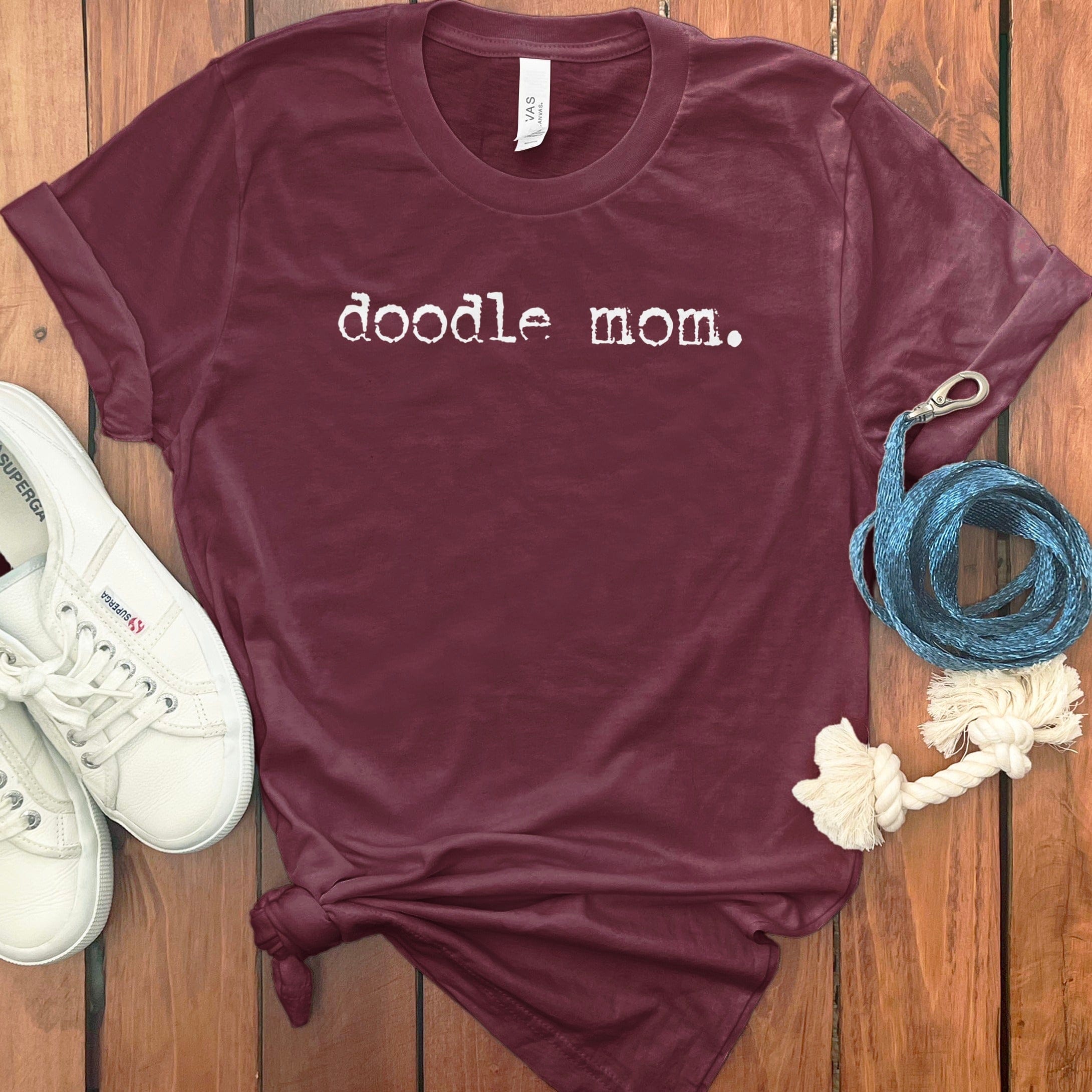 doodle mom shirt with simple white text design