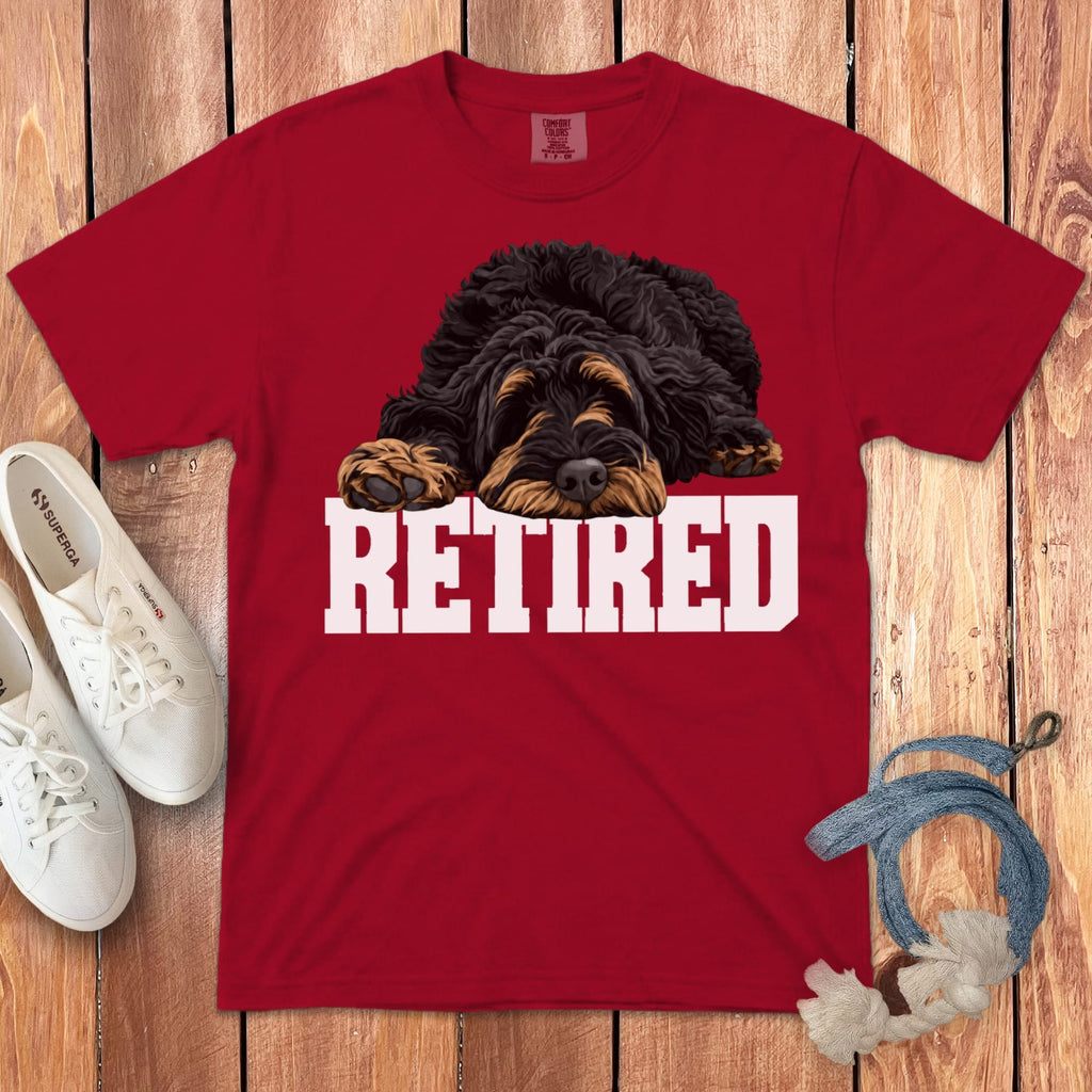 Retired Sleeping Phantom Goldendoodle Signature T-Shirt in Red / S by Puppy Jo