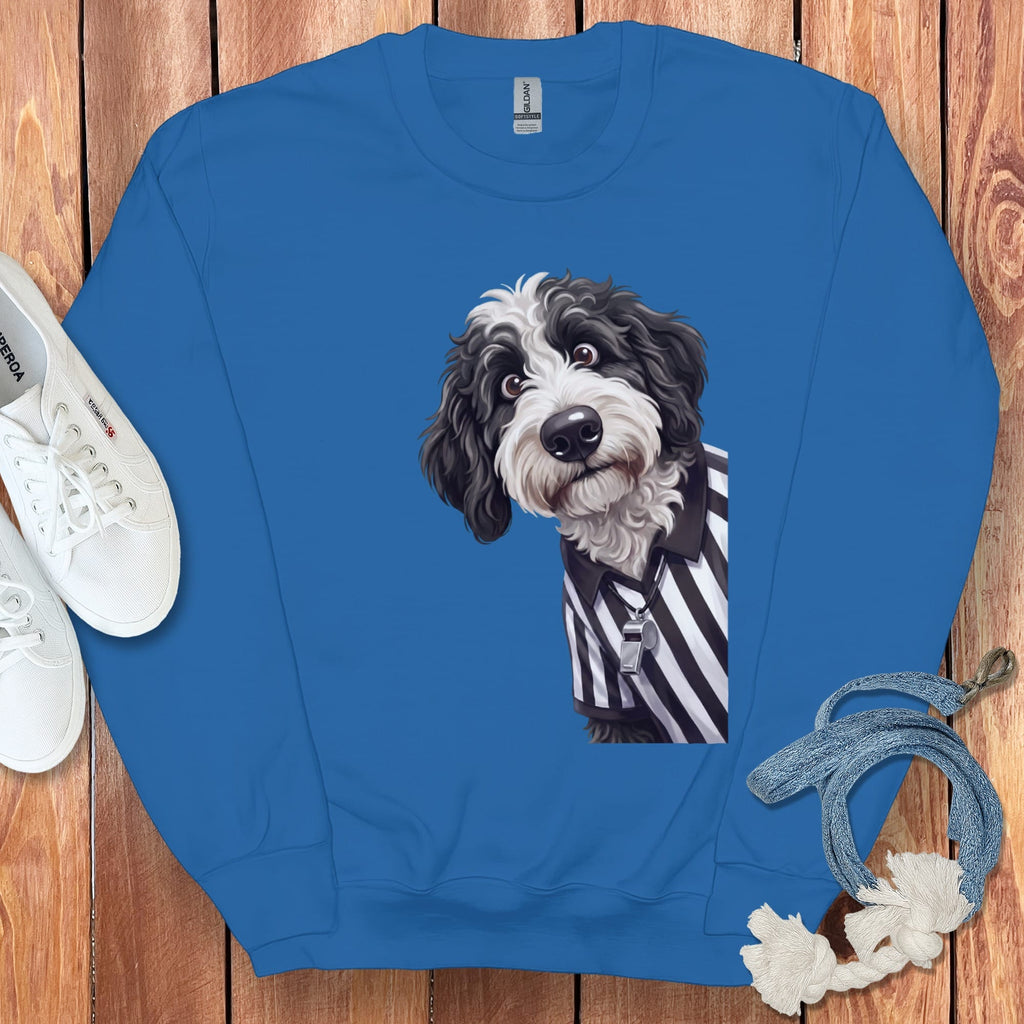 Sheepadoodle Football Referee Sweatshirt in Royal / S by Puppy Jo