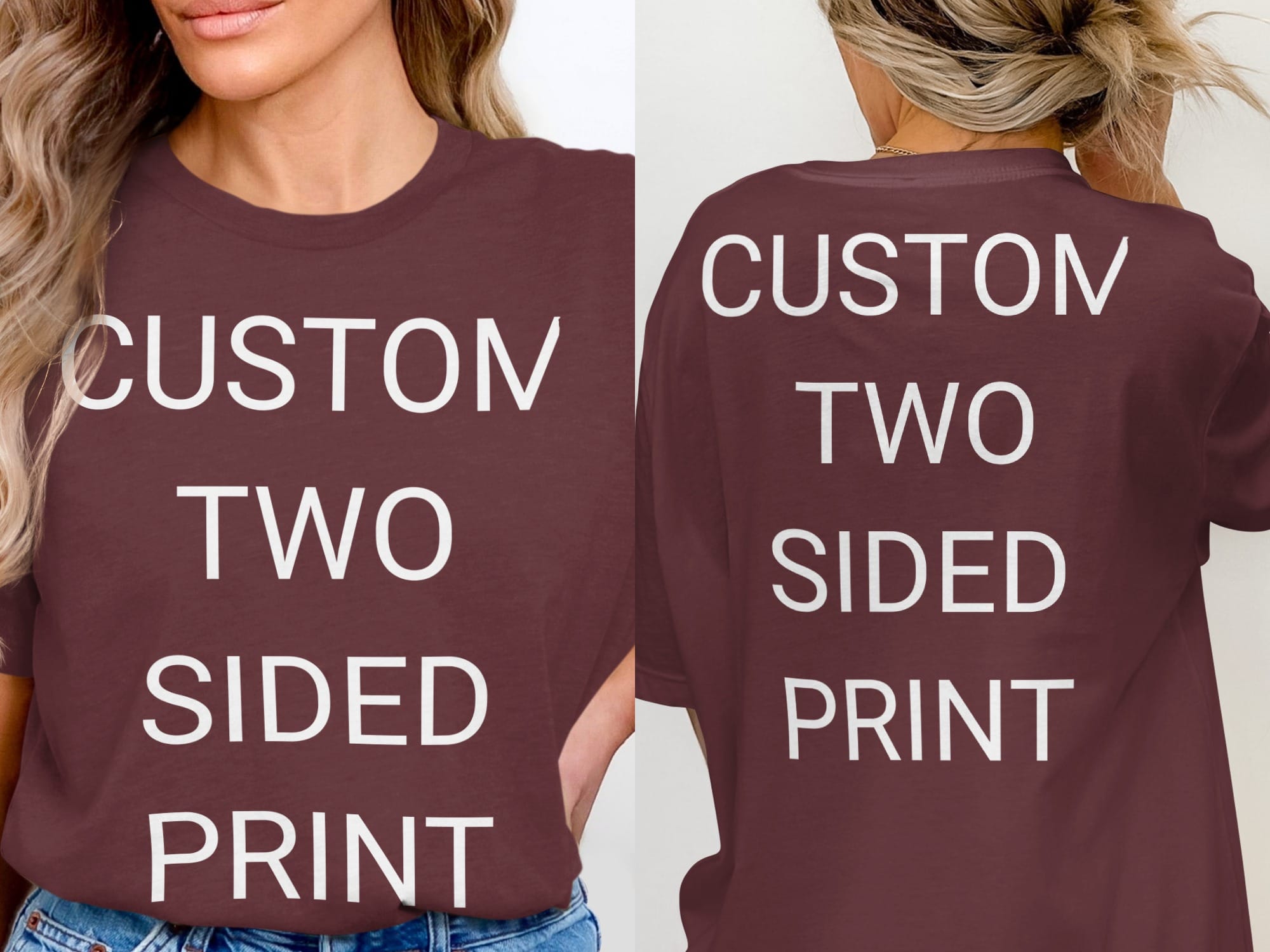 Your Ideas - One of a Kind Design - Custom Two-Sided T-Shirt in Maroon / S by Puppy Jo