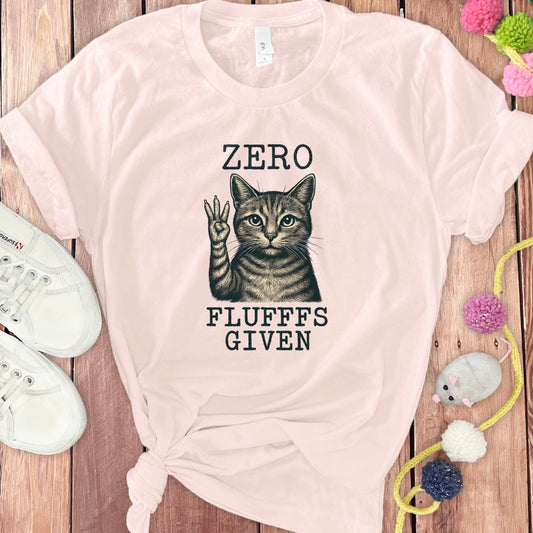 Zero Fluffs Given Graphic Cat Print T-Shirt product