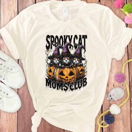 Spooky Cat Moms Club Halloween Graphic T-Shirt product type