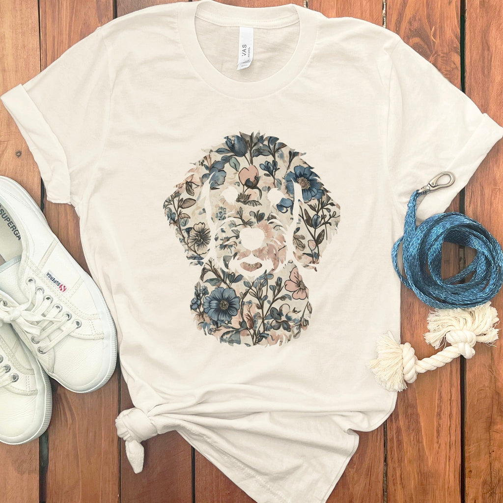 Floral Dog Print Casual Tee Shirt