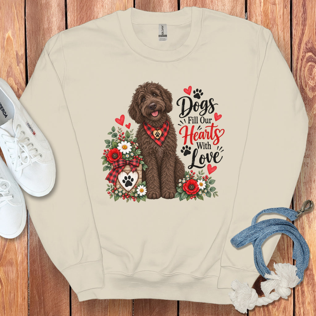 Chocolate Goldendoodle Hearts Love Sweatshirt