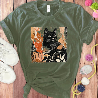 Vintage Black Cat Artwork Fall Theme Shirt product type